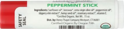 THAYER: Organic Lip Balm Peppermint, 0.15 oz