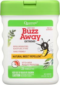 QUANTUM: Buzz Away Extreme Natural Insect Repellent, 25 Towelletes