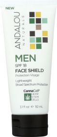 ANDALOU NATURALS: Face Shield Men Spf 18 Lotion, 3.1 fo