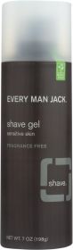 EVERY MAN JACK: Sensitive Skin Shave Gel Fragrance Free, 7 oz